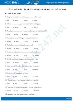 Tổng hợp bài tập về đại từ quan hệ trong Tiếng Anh