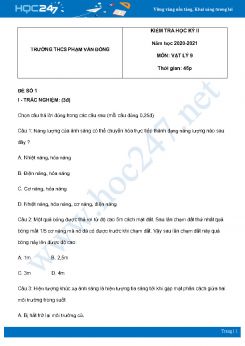 Bộ 5 đề thi HK2 môn Vật Lý 9 năm 2021 có đáp án Trường THCS Phạm Văn Đồng