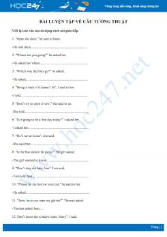 Bài luyện tập về câu tường thuật