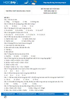 Bộ 5 đề thi HK2 môn Hóa học 10 năm 2021 có đáp án Trường THPT Hoàng Hoa Thám