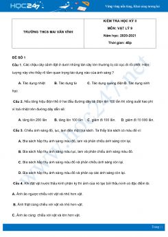 Bộ 5 đề thi HK2 môn Vật Lý 9 năm 2021 có đáp án Trường THCS Mai Văn Vĩnh