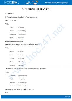 Cách thành lập trạng từ trong Tiếng Anh
