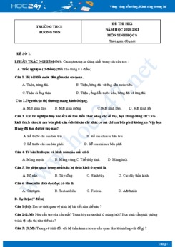 Bộ 5 Đề thi HK2 môn Sinh Học 8 năm 2021 Trường THCS Hương Sơn có đáp án