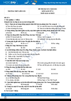 Bộ 5 đề thi HK2 môn Lịch Sử 11 năm 2021 có đáp án Trường THPT Liễn Sơn