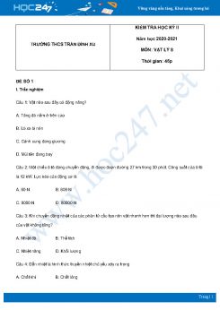 Bộ 5 đề thi HK2 môn Vật Lý 8 năm 2021 có đáp án Trường THCS Trần Đình Xu