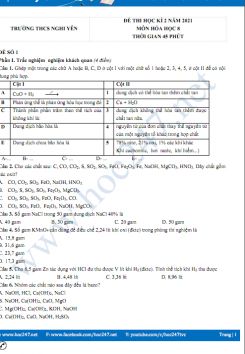 Bộ 5 đề thi HK2 môn Hóa học 8 có đáp án năm 2021 Trường THCS Nghi Yên