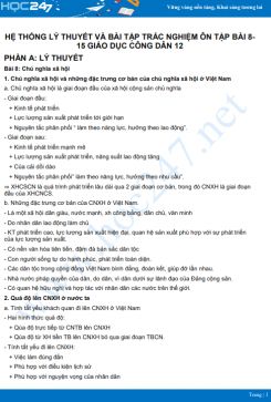 Hệ thống lý thuyết và bài tập trắc nghiệm ôn tập bài 8-15 GDCD 11