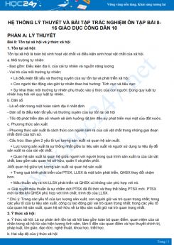 Hệ thống lý thuyết và bài tập trắc nghiệm ôn tập bài 8-16 GDCD 10