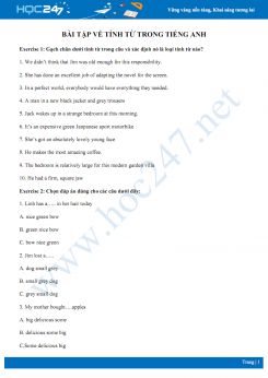 Bài tập về tính từ trong Tiếng Anh có đáp án