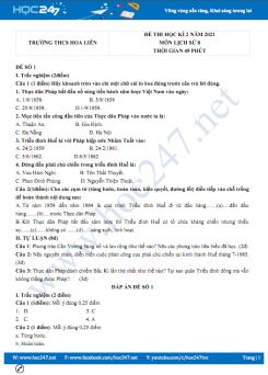 Bộ 5 đề thi HK2 môn Lịch Sử 8 năm 2021 có đáp án Trường THCS Hoa Liên