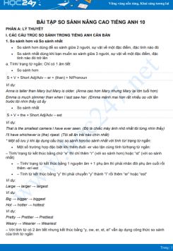 Bài tập so sánh nâng cao Tiếng Anh 10