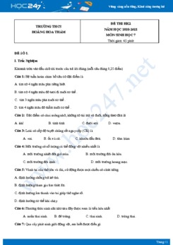 Bộ 5 Đề thi HK2 môn Sinh Học 7 năm 2021 Trường THCS Hoàng Hoa Thám có đáp án