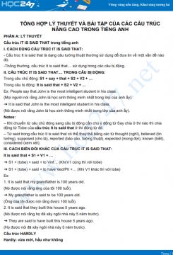 Tổng hợp lý thuyết và bài tập các cấu trúc nâng cao trong Tiếng Anh