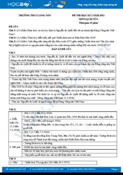 Bộ 5 đề thi HK2 môn Lịch Sử 9 có đáp án năm 2021 Trường THCS Long Sơn