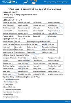 Tổng hợp lý thuyết và bài tập về to V và V-ing