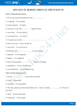 Bài tập câu bị động theo các thì có đáp án