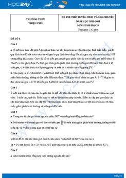 Bộ 5 đề thi vào lớp 10 chuyên Sinh năm 2021 trường THCS Thiệu Hóa