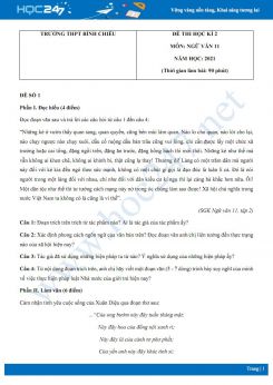 Bộ 5 đề thi HK2 môn Ngữ văn 11 năm 2021 Trường THPT Bình Chiểu