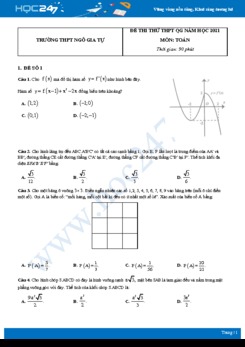 Bộ 4 đề thi thử THPT QG năm 2021 môn Toán - Trường THPT Ngô Gia Tự