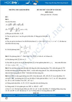 Bộ 4 đề thi thử vào lớp 10 môn Toán năm 2021 có đáp án Trường THCS Khánh Bình