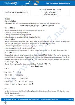 Bộ 5 đề thi thử vào lớp 10 môn Hóa học năm 2021 có đáp án Trường THPT Thống Nhất A