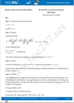 Bộ 4 đề thi thử vào lớp 10 môn Toán có đáp án Trường THCS Nguyễn Đình Chiểu