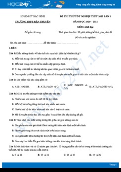 Bộ 5 đề thi thử tốt nghiệp THPT QG năm 2021 môn Sinh học - Trường THPT Hàn Thuyên có đáp án