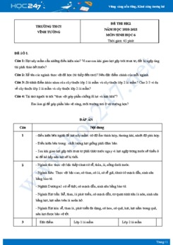Bộ 5 Đề thi HK2 môn Sinh Học 6 năm 2021 Trường THCS Vĩnh Tường có đáp án