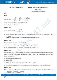Bộ 4 đề thi thử vào lớp 10 môn Toán có đáp án Trường THCS Vĩnh Mỹ