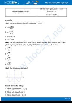 Bộ 4 đề thi thử THPT QG năm 2021 môn Toán - Trường THPT Lý Sơn
