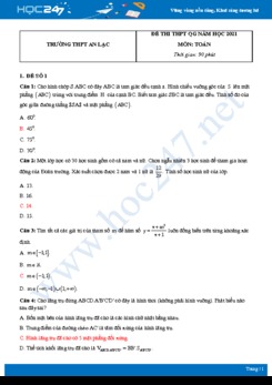 Bộ 4 đề thi thử THPT QG năm 2021 môn Toán - Trường THPT An Lạc
