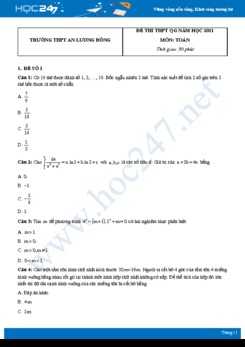 Bộ 4 đề thi thử THPT QG năm 2021 môn Toán - Trường THPT An Lương Đông