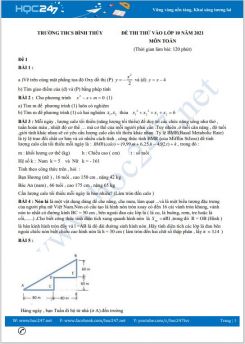 Bộ 4 đề thi thử vào lớp 10 môn Toán có đáp án Trường THCS Bình Thủy