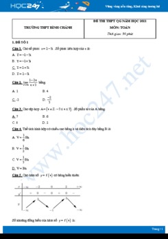 Bộ 4 đề thi thử THPT QG năm 2021 môn Toán - Trường THPT Bình Chánh