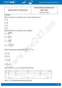 Bộ 4 đề thi thử THPT QG năm 2021 môn Toán - Trường THPT Lê Trung Kiên