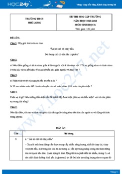 Bộ 5 Đề thi HSG môn Sinh Học 8 năm 2021 Trường THCS Phú Long có đáp án