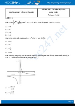 Bộ 4 đề thi thử THPT QG năm 2021 môn Toán - Trường THPT Võ Nguyên Giáp