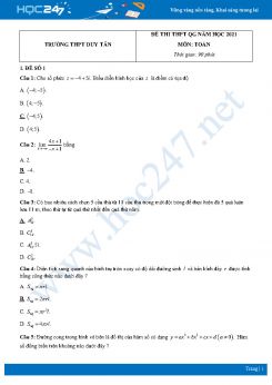 Bộ 4 đề thi thử THPT QG năm 2021 môn Toán - Trường THPT Duy Tân