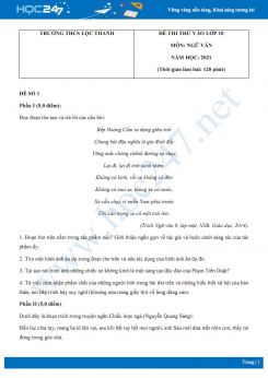 Bộ 5 đề thi tuyển sinh vào lớp 10 năm 2021 môn Ngữ văn - Trường THPT Lộc Thanh