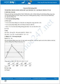 Chuyên đề Vẽ đường thẳng song song để tạo thành các cặp đoạn thẳng tỉ lệ Toán 8