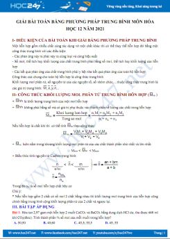 Giải bài toán bằng phương pháp trung bình môn Hóa học 12 năm 2021