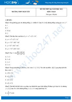 Bộ 4 đề thi thử THPT QG năm 2021 môn Toán - Trường THPT Hàm Yên