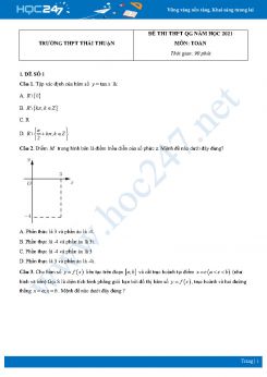 Bộ 4 đề thi thử THPT QG năm 2021 môn Toán - Trường THPT Thái Thuận