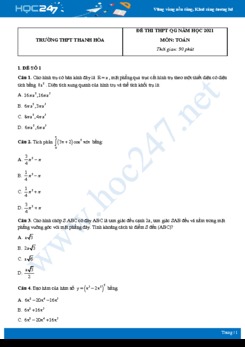 Bộ 4 đề thi thử THPT QG năm 2021 môn Toán - Trường THPT Thanh Hòa