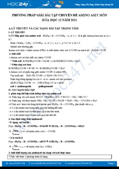Phương pháp giải bài tập chuyên đề Amino Axit môn Hóa học 12 năm 2021