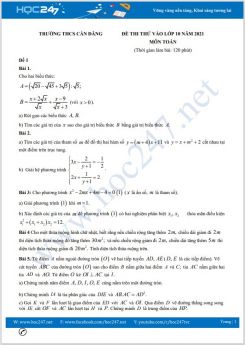 Bộ 4 đề thi thử vào lớp 10 Môn Toán có đáp án Trường THCS Cần Đăng