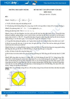 Bộ 4 đề thi thử vào lớp 10 Môn Toán có đáp án Trường THCS Kiến Thành