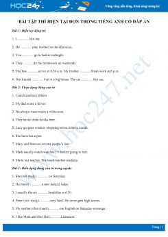 Bài tập thì hiện tại đơn trong Tiếng Anh có đáp án