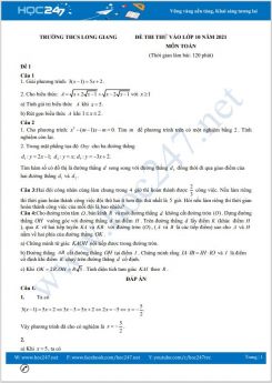Bộ 4 đề thi thử vào lớp 10 Môn Toán có đáp án Trường THCS Long Giang
