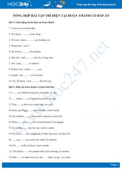 Tổng hợp bài tập thì hiện tại hoàn thành có đáp án